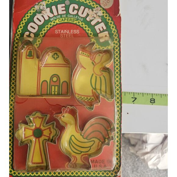 Vintage The Lone Toy Tree Cookie Cutters Church Cross Angel Rooster Made In USA - Picture 5 of 5